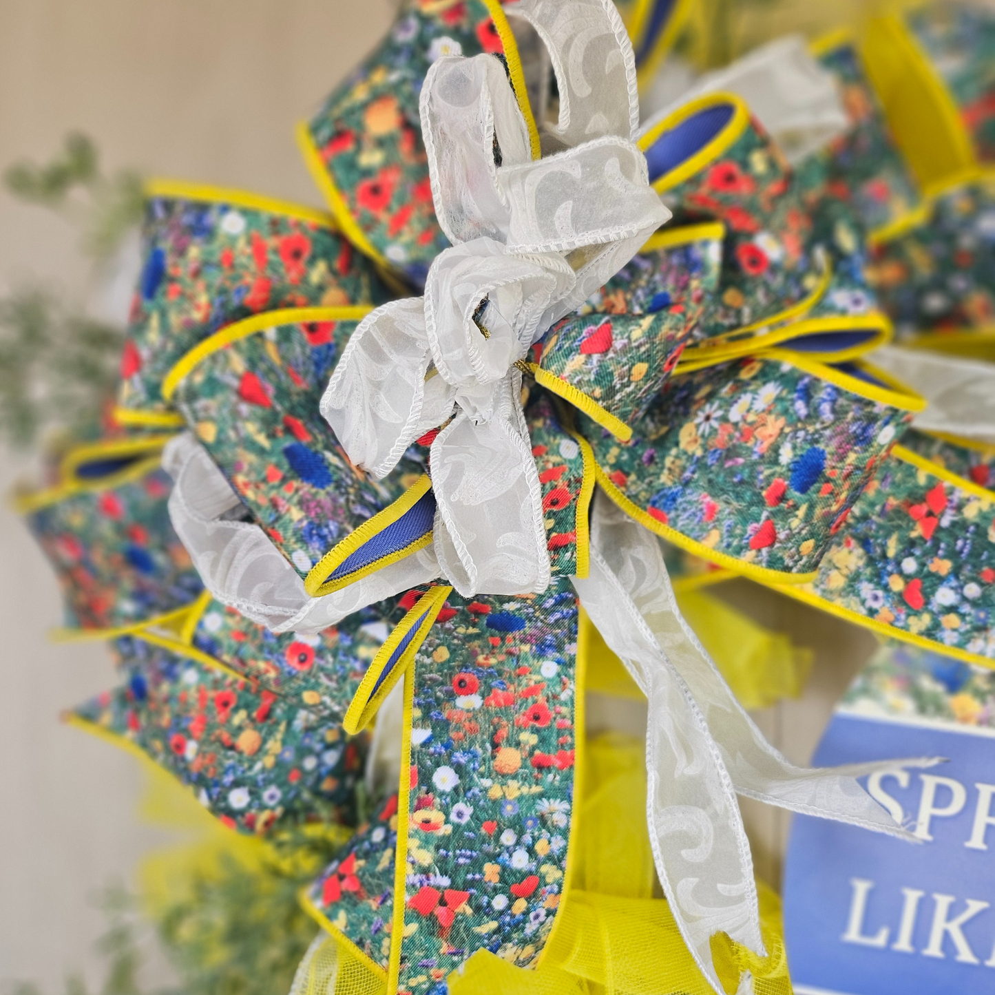 Spread Kindness Like Wildflowers Wreath Yellow White Flower Decor
