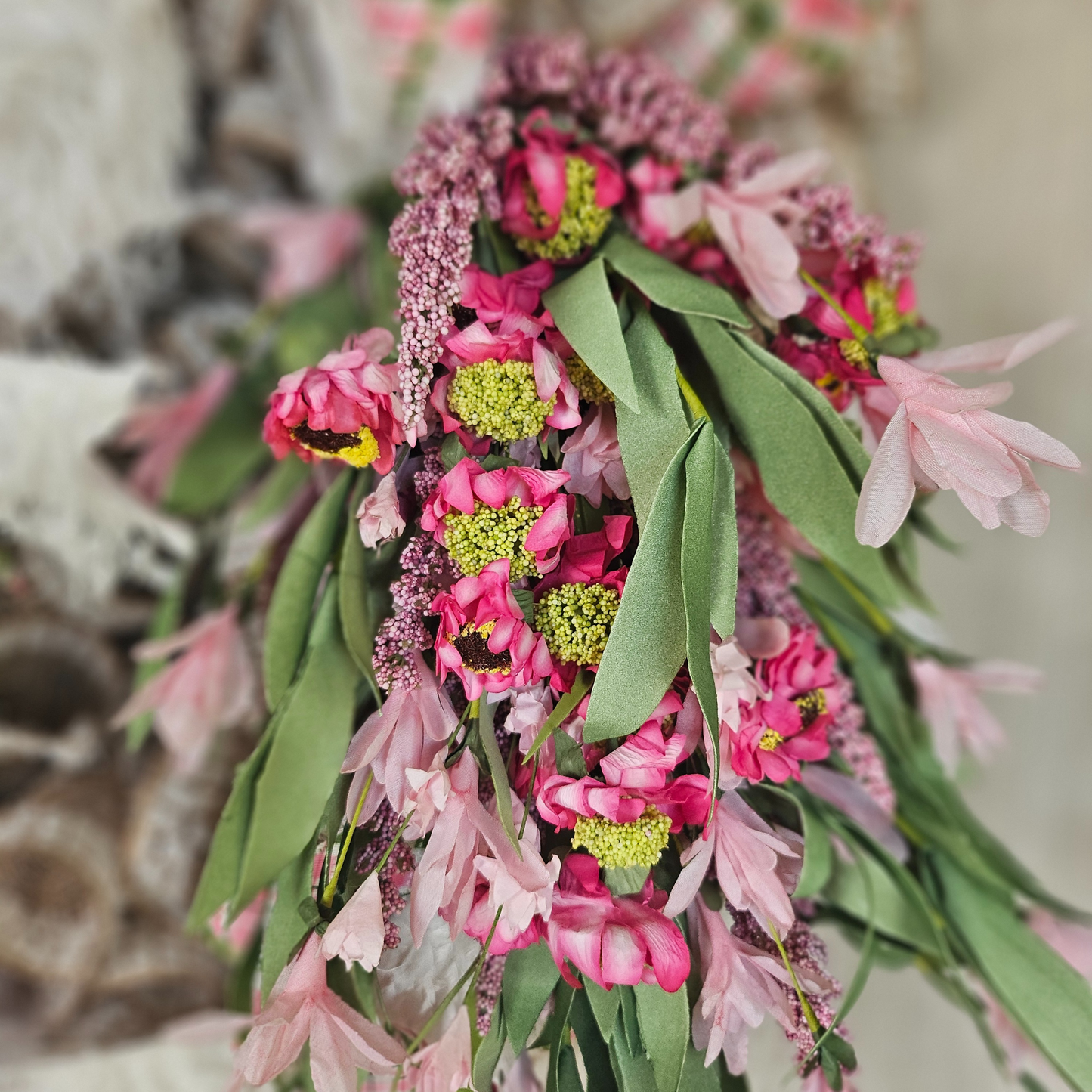 Pink Flower Oval Wreath Floral Bouquet