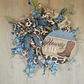 Howdy Y'All Wreath Rustic Blue and Brown Farmhouse Decor Boot