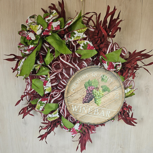 Wine Bar Wreath Grapes Decor