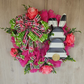 Black White Stripe Bunny Wreath Easter Decor